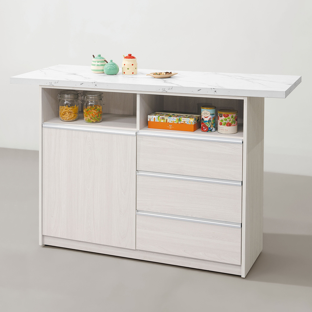 利奇5尺中島型吧台桌+餐櫃/多功能收納餐桌櫃/工作桌/收銀櫃檯桌(兩色可選)