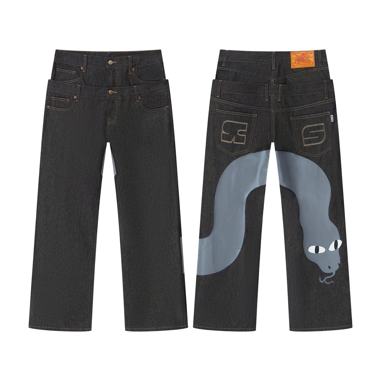 RTVG x SLIME LOVE 限量聯名 雙褲頭 皮帶頭 灰蛇原色牛王 原牛 牛仔褲