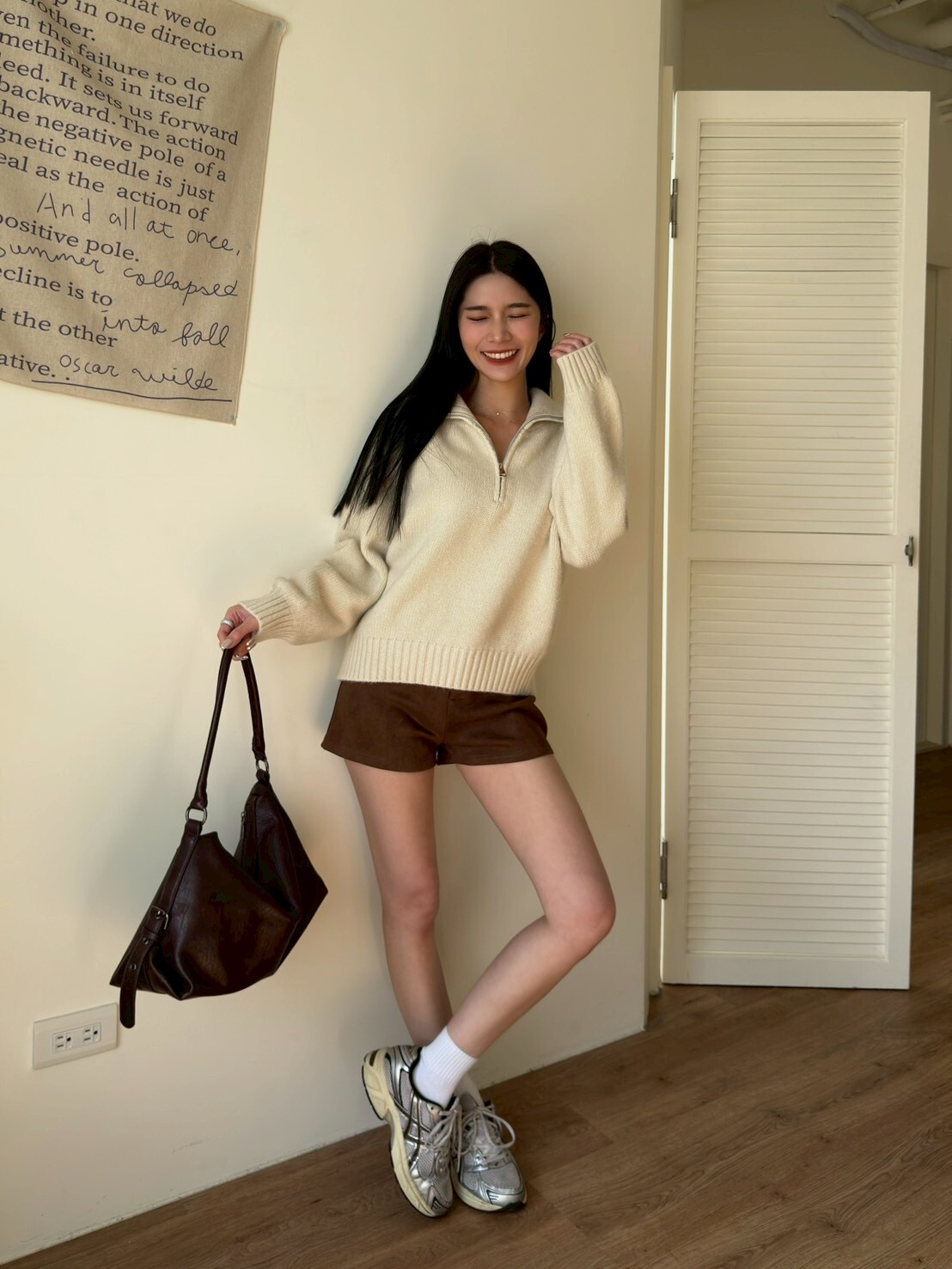 簡約半拉鍊針織上衣