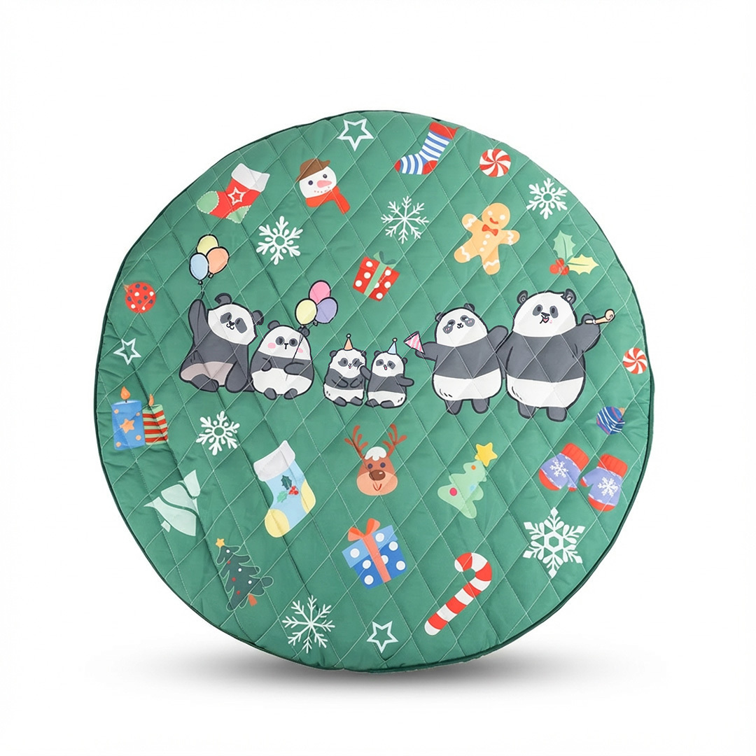 Ocean Panda Christmas round picnic mat