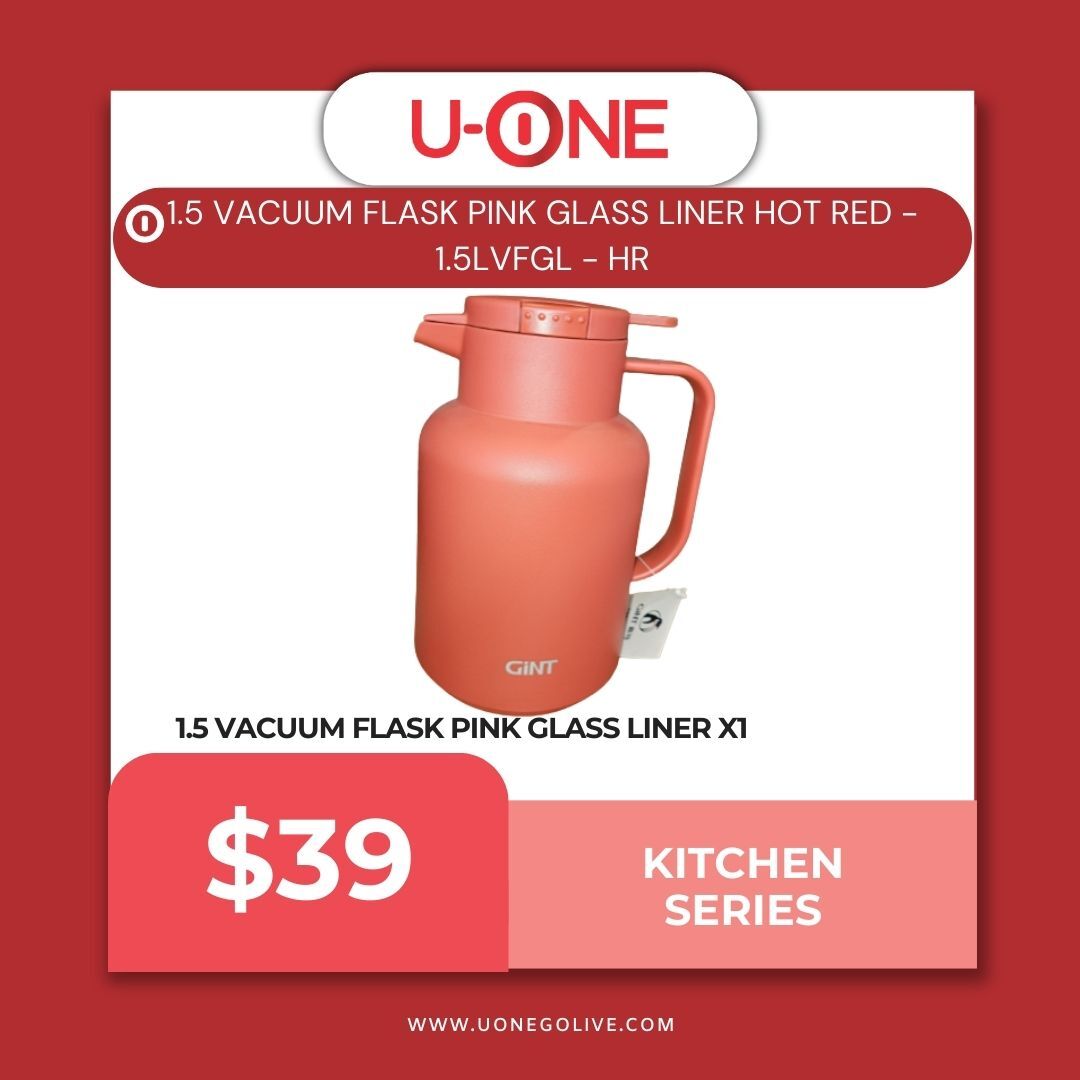 1.5 VACUUM FLASK PINK GLASS LINER - 1.5LVFGL-