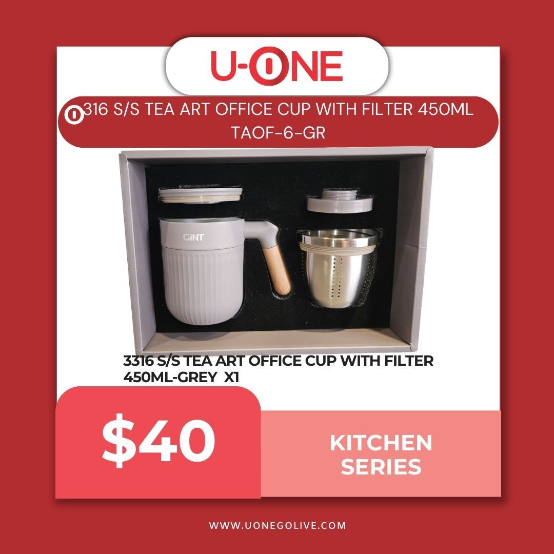 316 S/S TEA ART OFFICE CUP WITH FILTER 450ML TAOF-6-