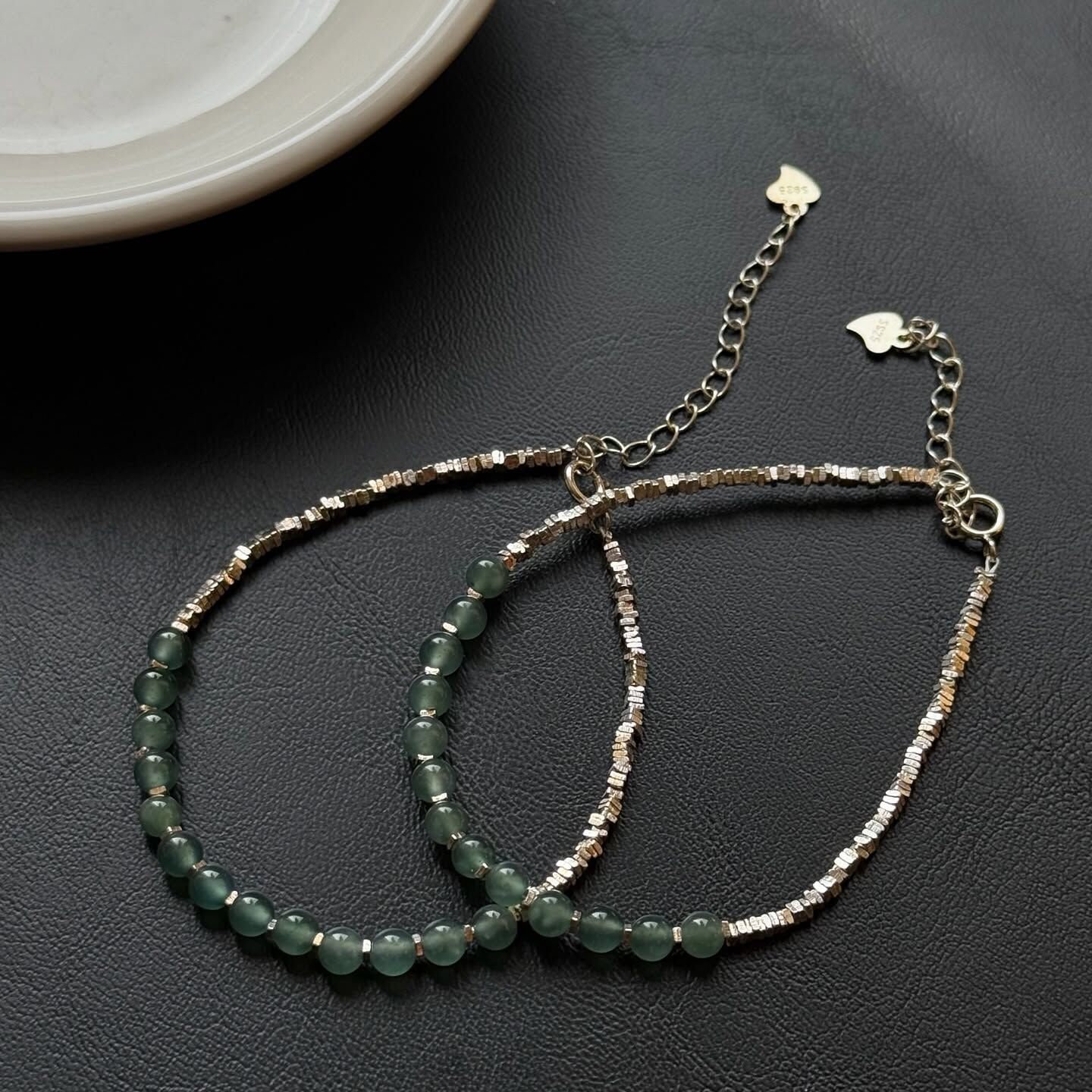 [原石] 藍水翡翠 925銀手鏈 水晶手鏈