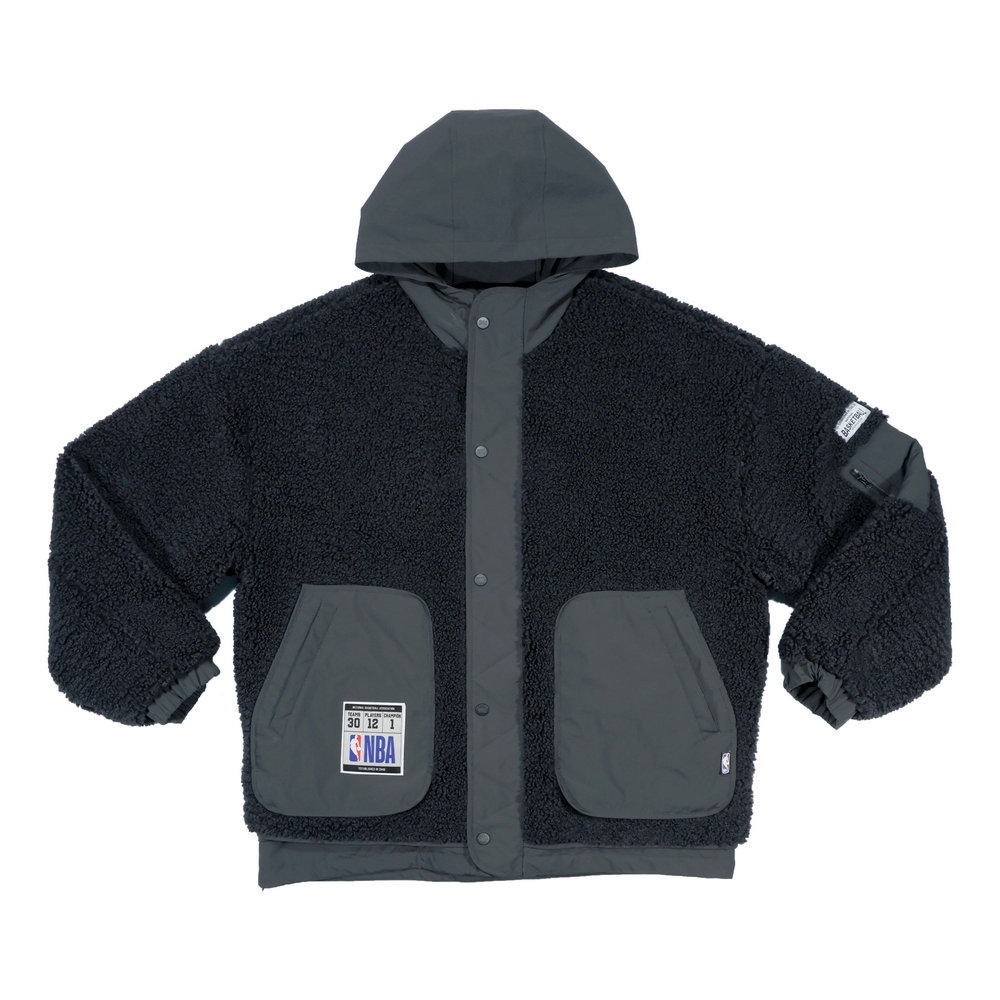 NBA 外套 拼接 黑 羊羔絨外套 3555144420