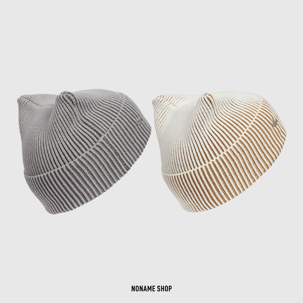 ADIDAS 韓系 保暖 針織 小LOGO 貓耳帽 兩色