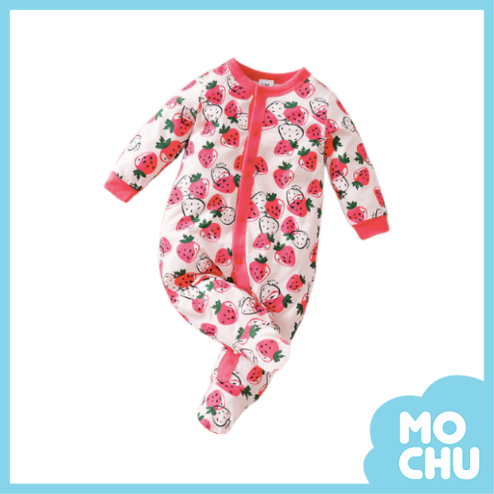 雙色草莓包腳連身衣