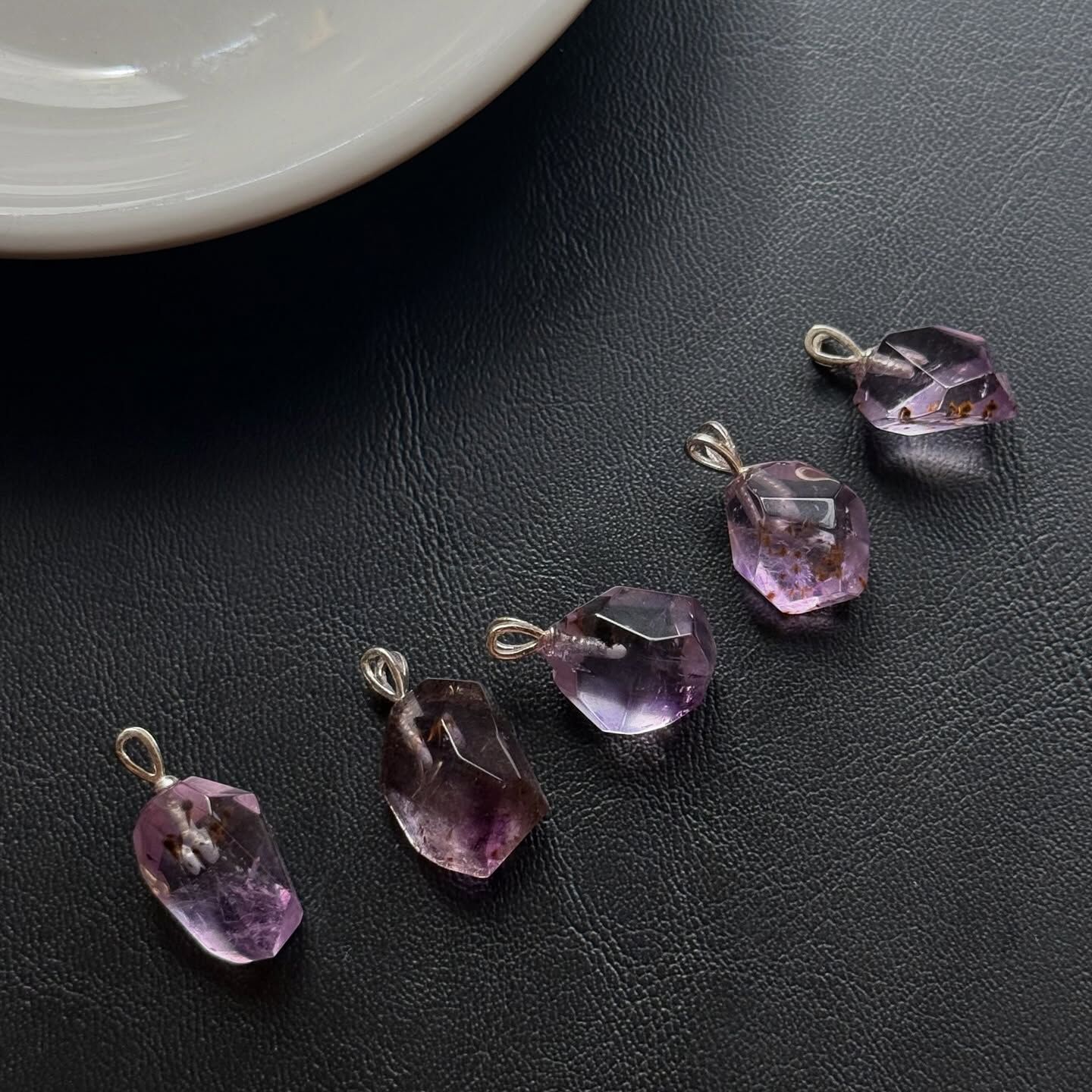 [原石] 紫晶黃磷鐵礦 925銀項鏈吊墜