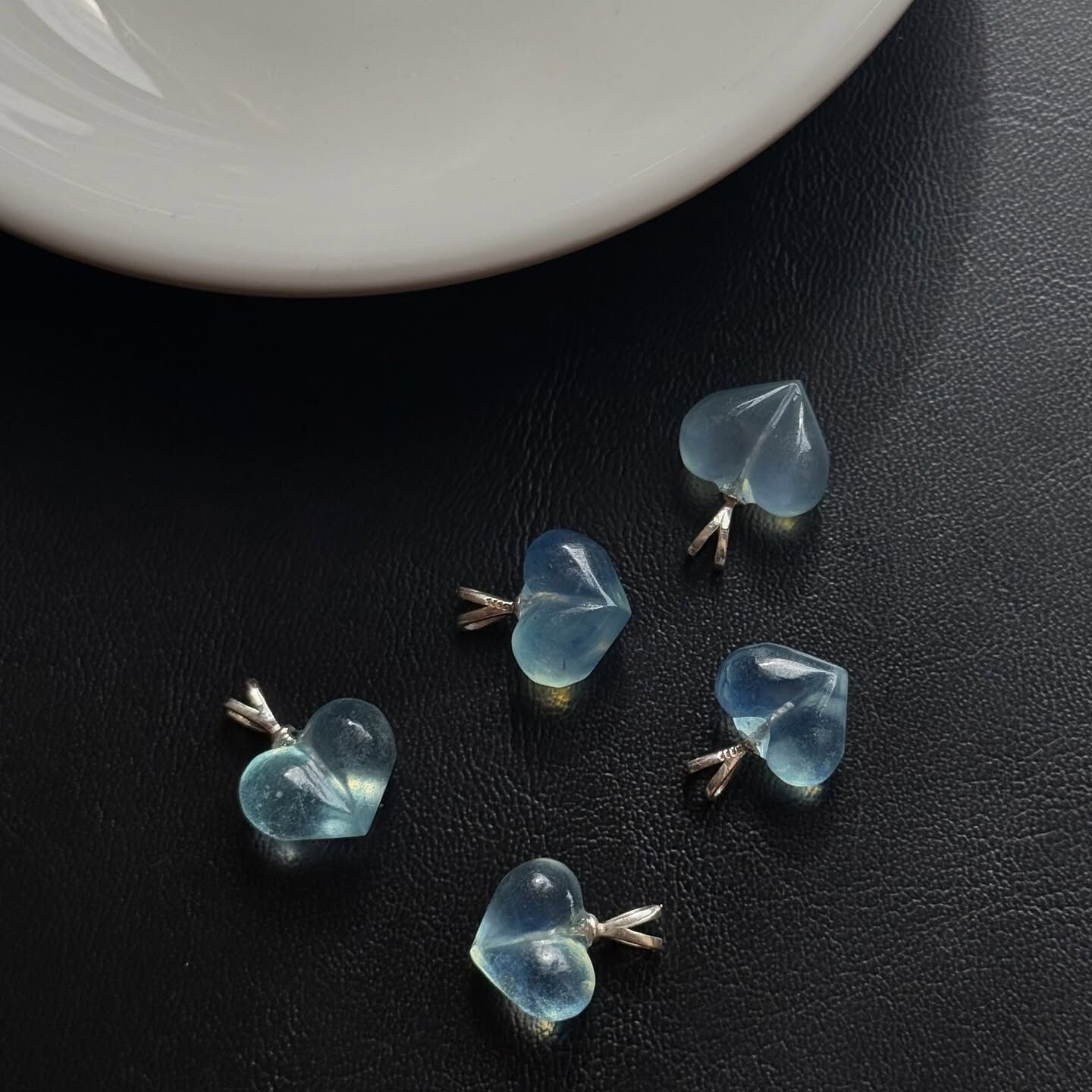 [原石] 海藍寶 屁桃愛心 925銀項鍊吊墜