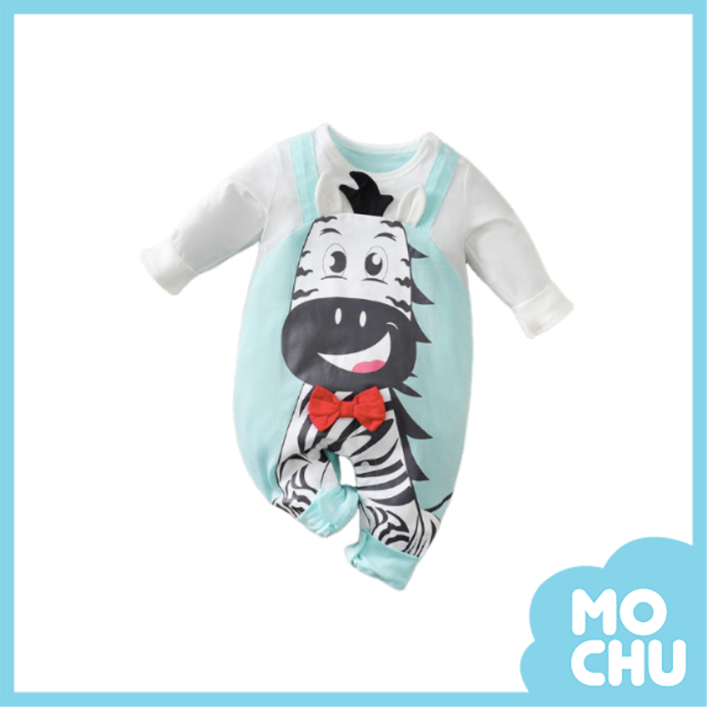 開口笑斑馬長袖連身衣