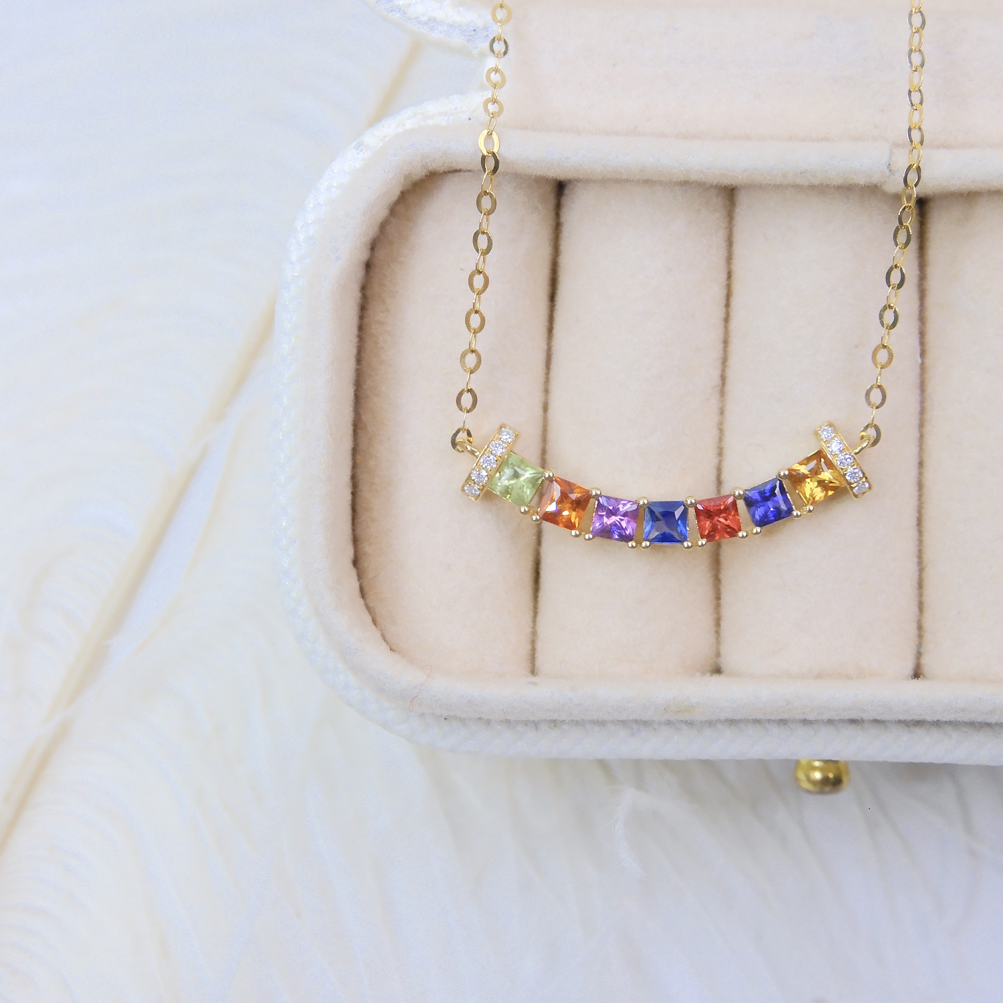 18K Gold 0.68ct Fancy Sapphire Necklace