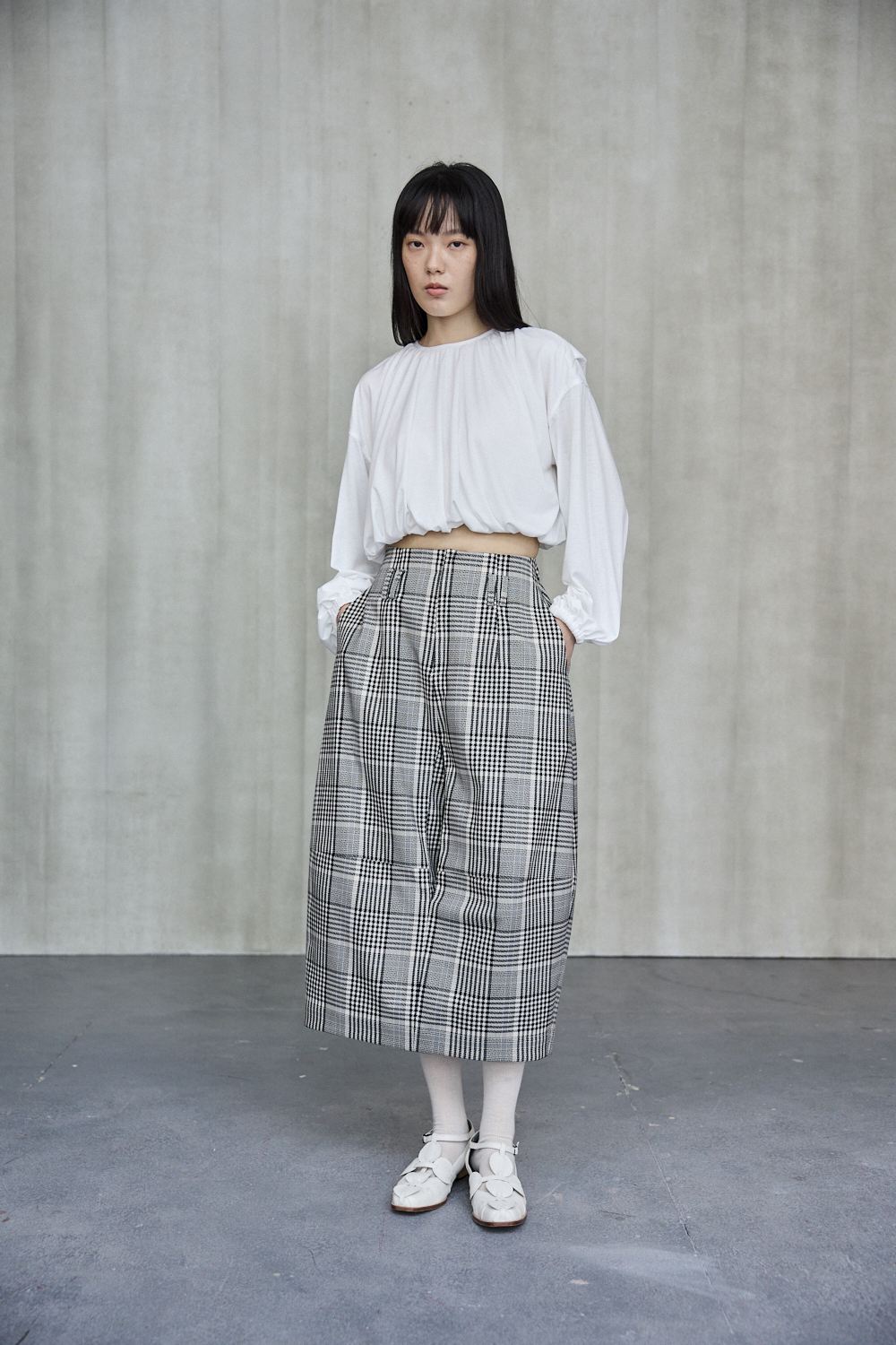 後鬆緊帶花苞裙子