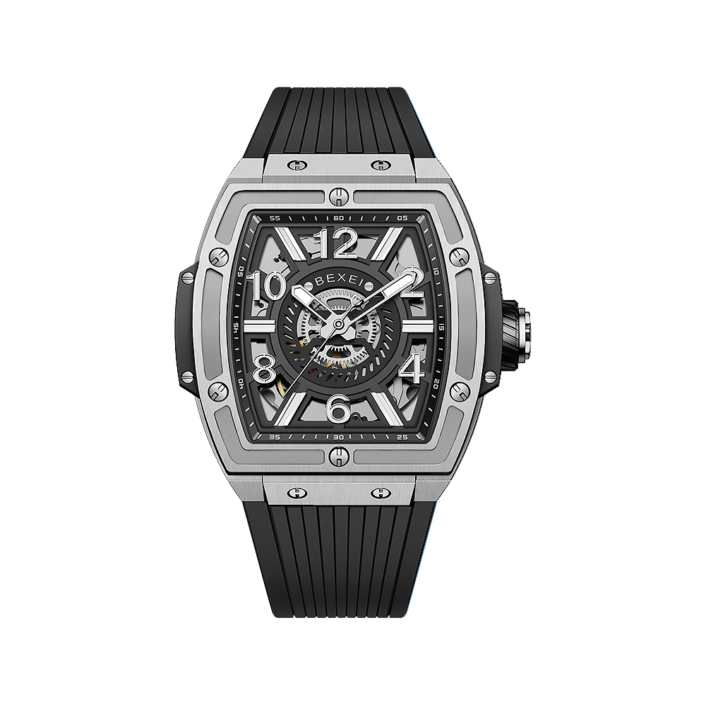 【BEXEI 貝克斯】9138 飛馳人生系列 夜光指針 雙面鏤空 時尚 酒桶款 全自動機械錶 腕錶 手錶