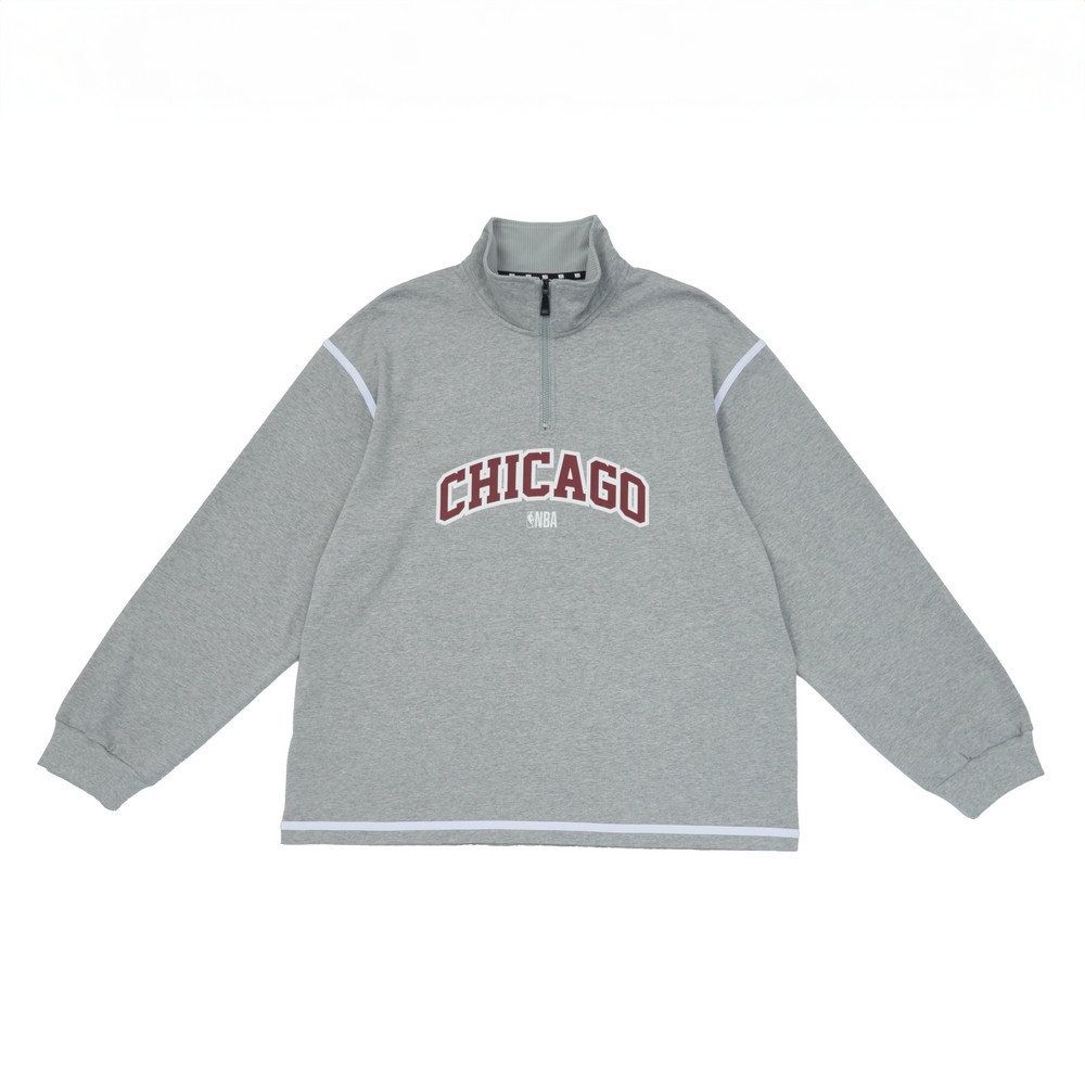NBA 長T 半開襟 灰 長袖上衣 公牛隊 3451100311