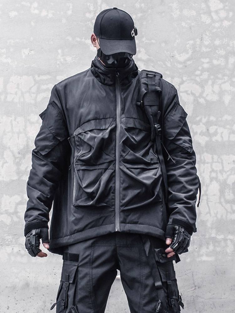 𝙏𝙀𝘾𝙃𝙒𝙀𝘼𝙍 立體暗黑機能立領工裝袋棉服外套