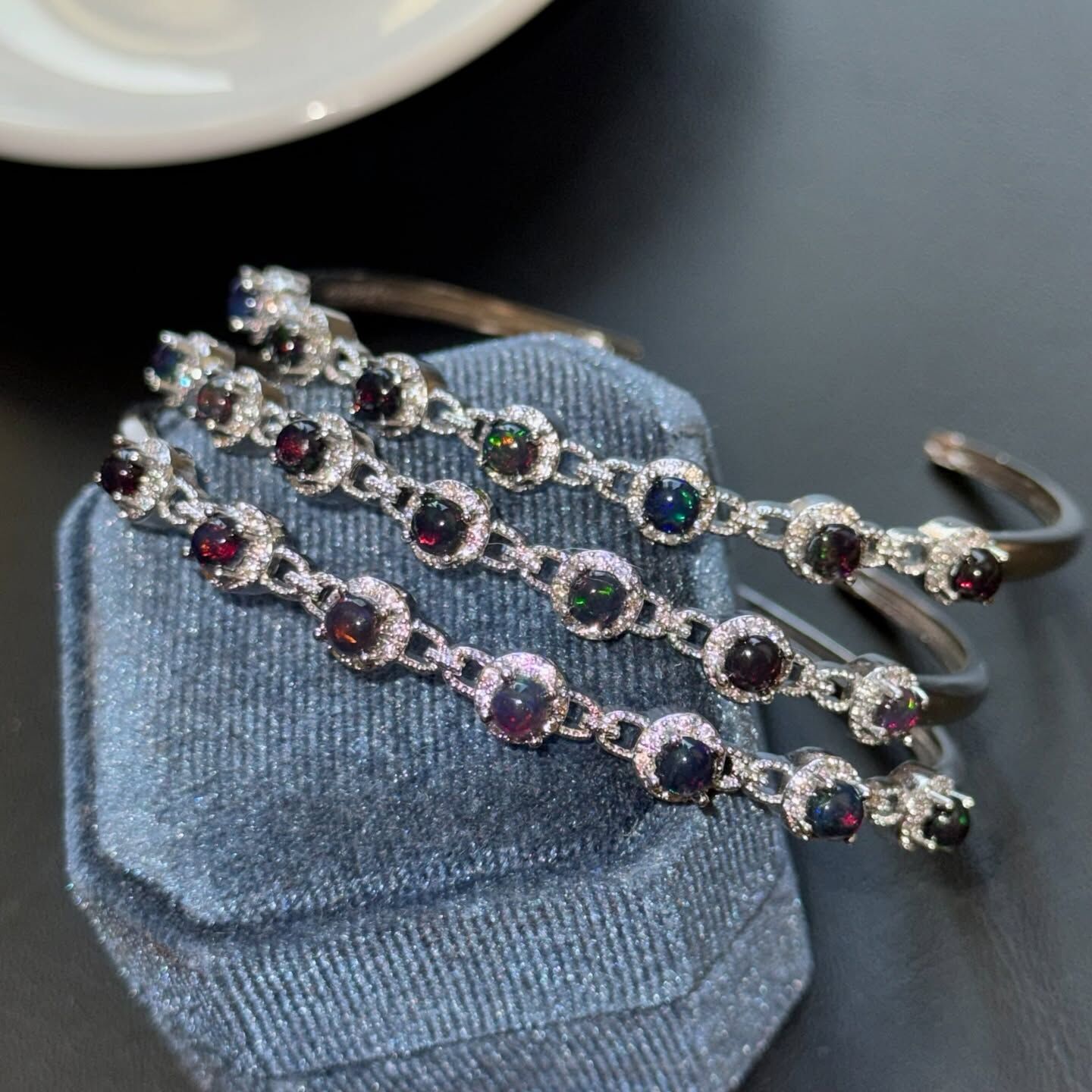 [原石] 黑蛋白石 金屬手鐲 銅手鐲