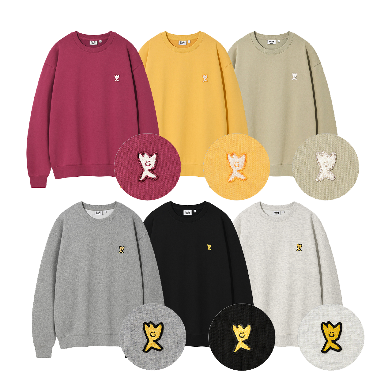 【現貨】韓國 Wacky WiLLy 經典款 小火人Kiki 刺繡 小標 大學Tee 多色可選