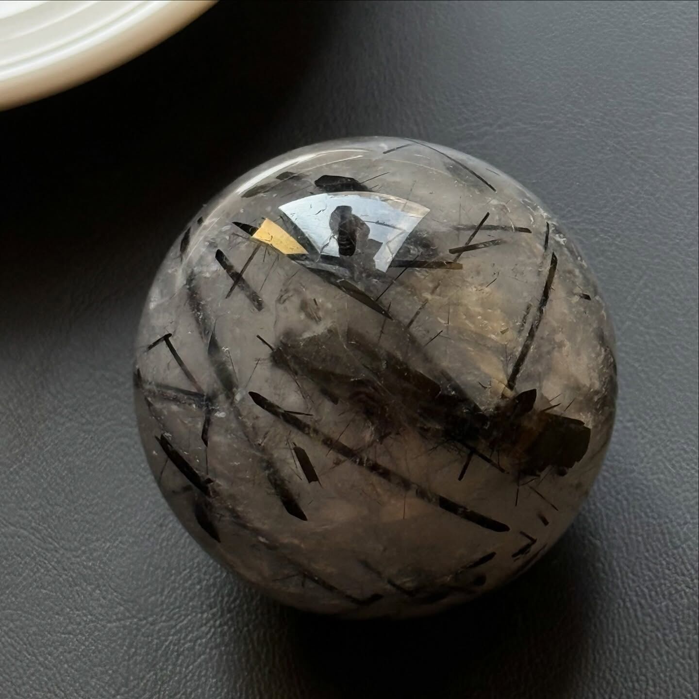 [原石] 黑髮晶碧璽 水晶球 約 42mm