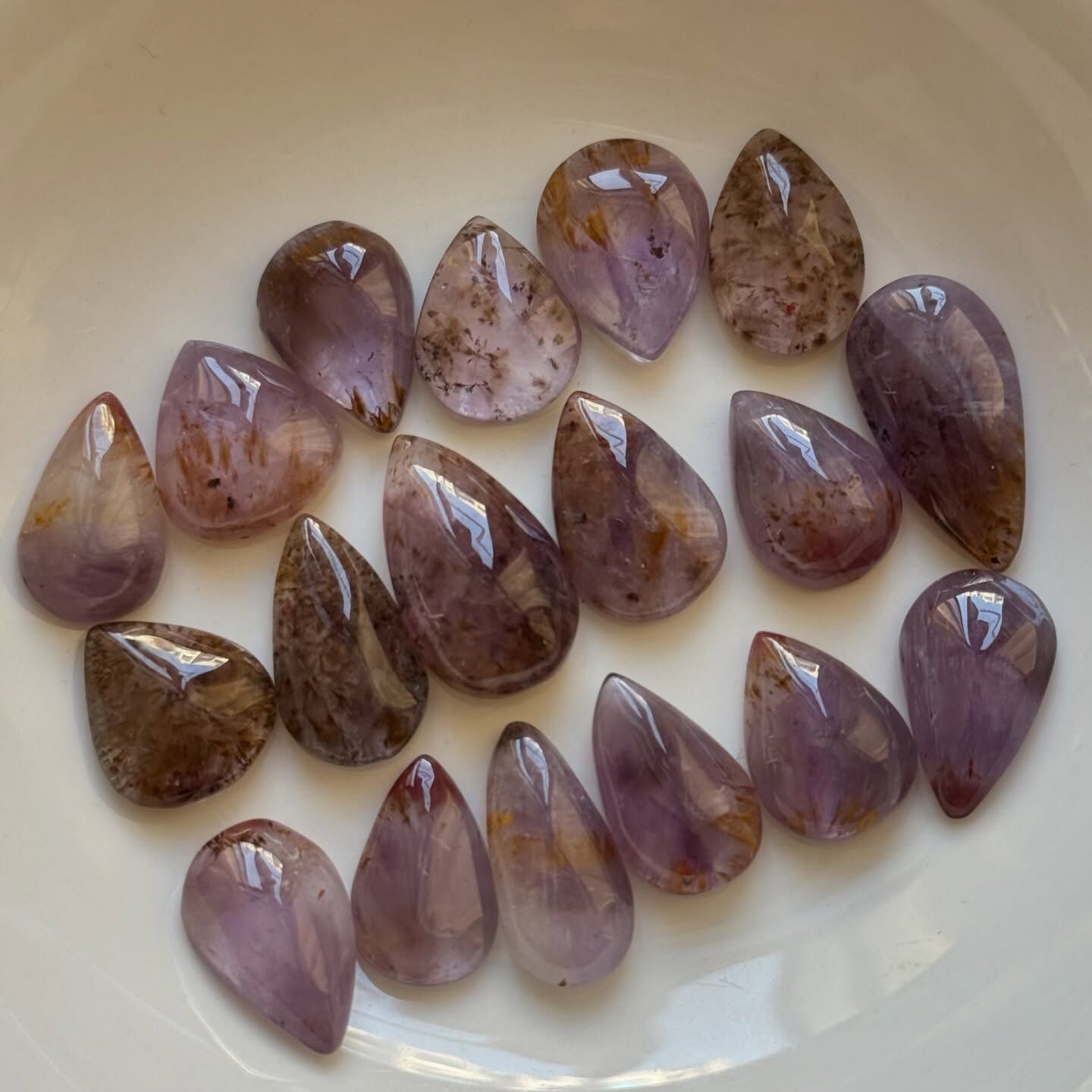 [原石] 紫晶黃磷鐵礦 水晶蛋面