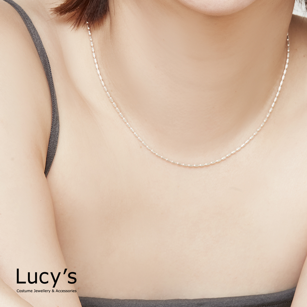 925純銀 長方細鍊 項鍊 (112377)