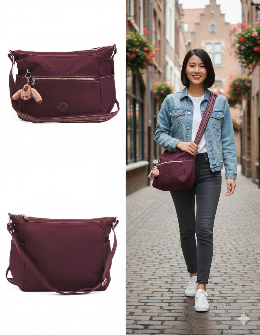 【預購】Q121801 KIPLING 深李子色尼龍 Alenya 斜背包