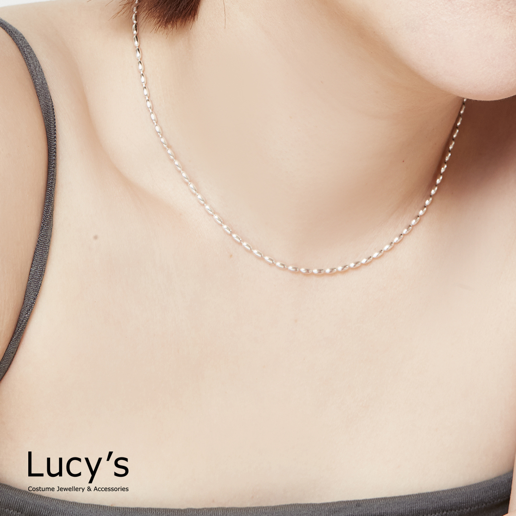 925純銀 銀珠米粒 項鍊 (113190)