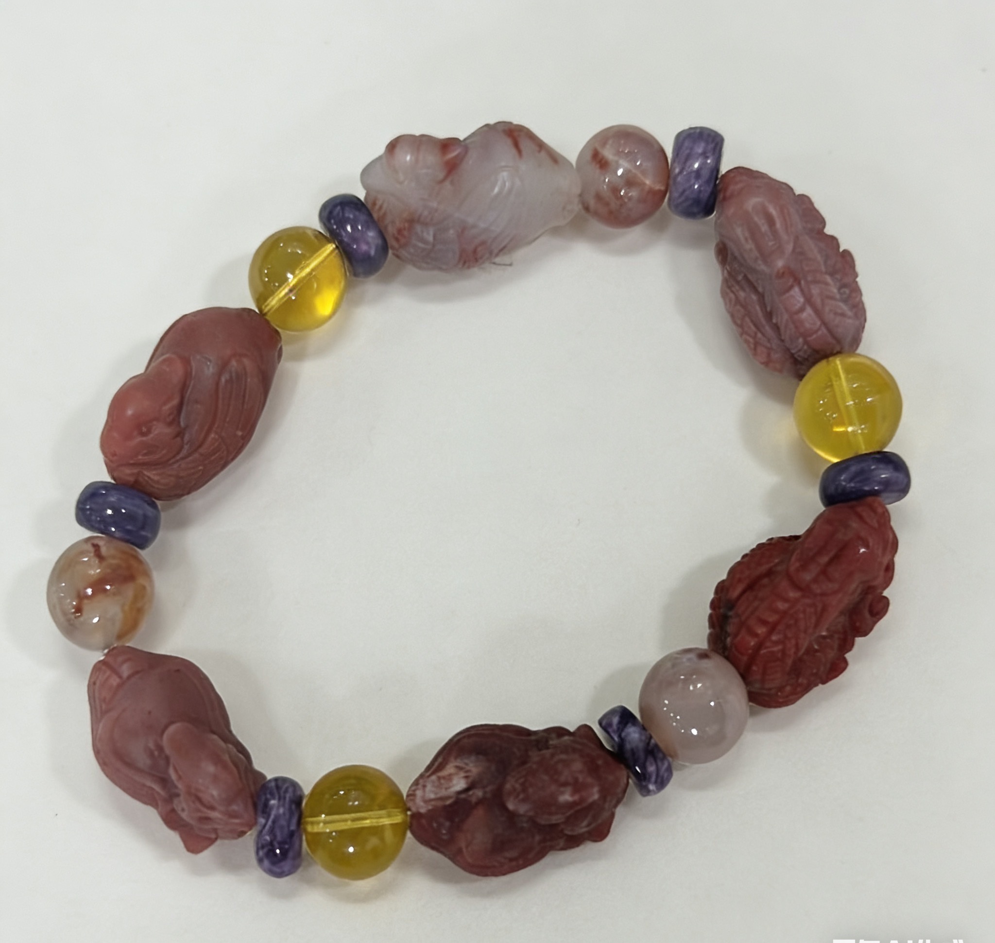 LZ114 PURPLE CLOUD RED FLAME DUOBAO BRACELET