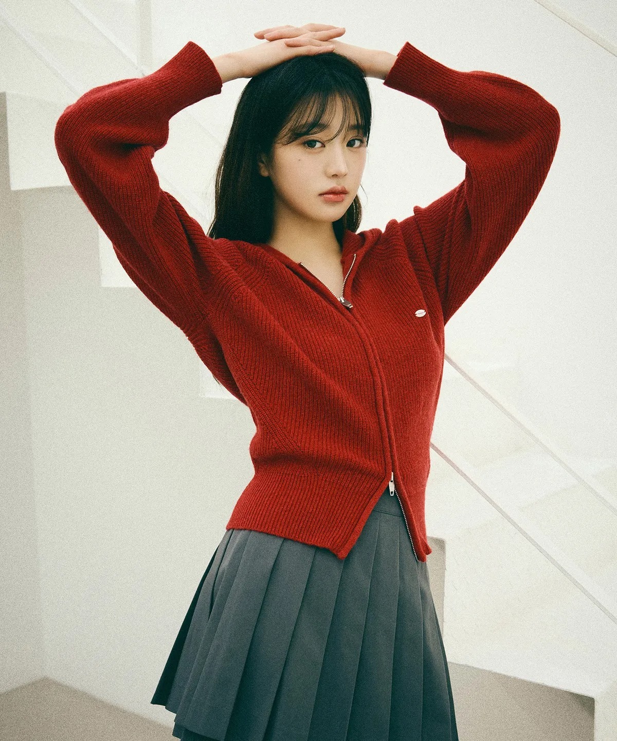 ROLAROLA 2WAY WOOL KNIT HOODED ZIP-UP