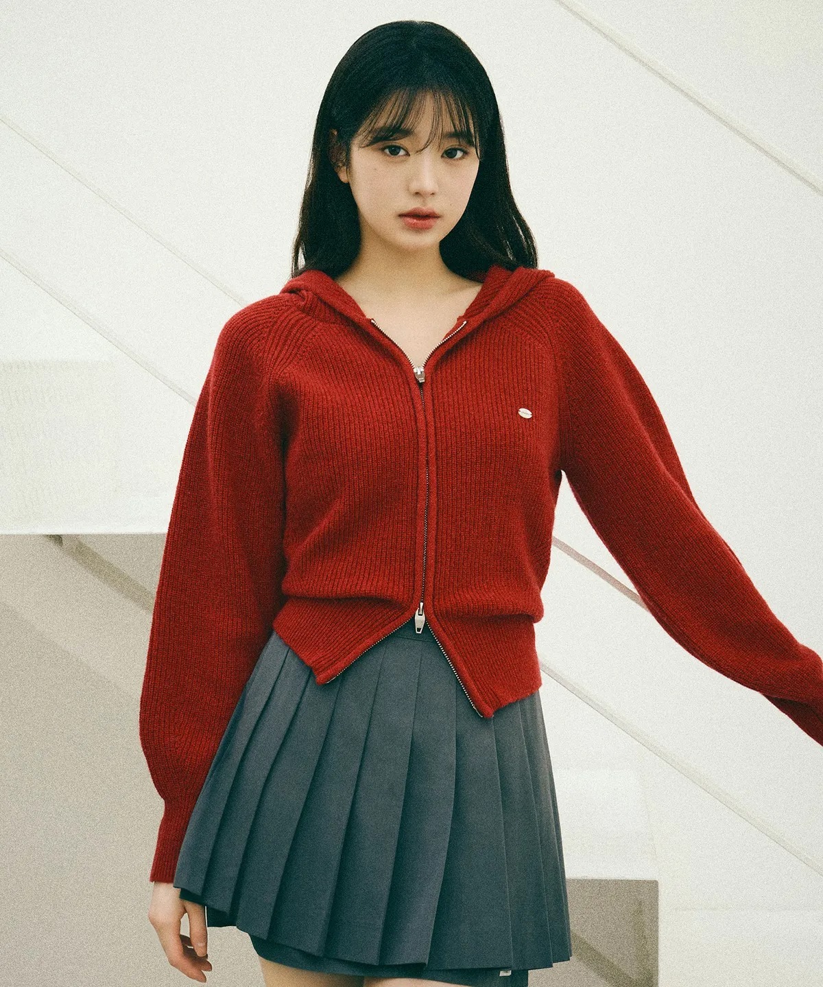 ROLAROLA 2WAY WOOL KNIT HOODED ZIP-UP