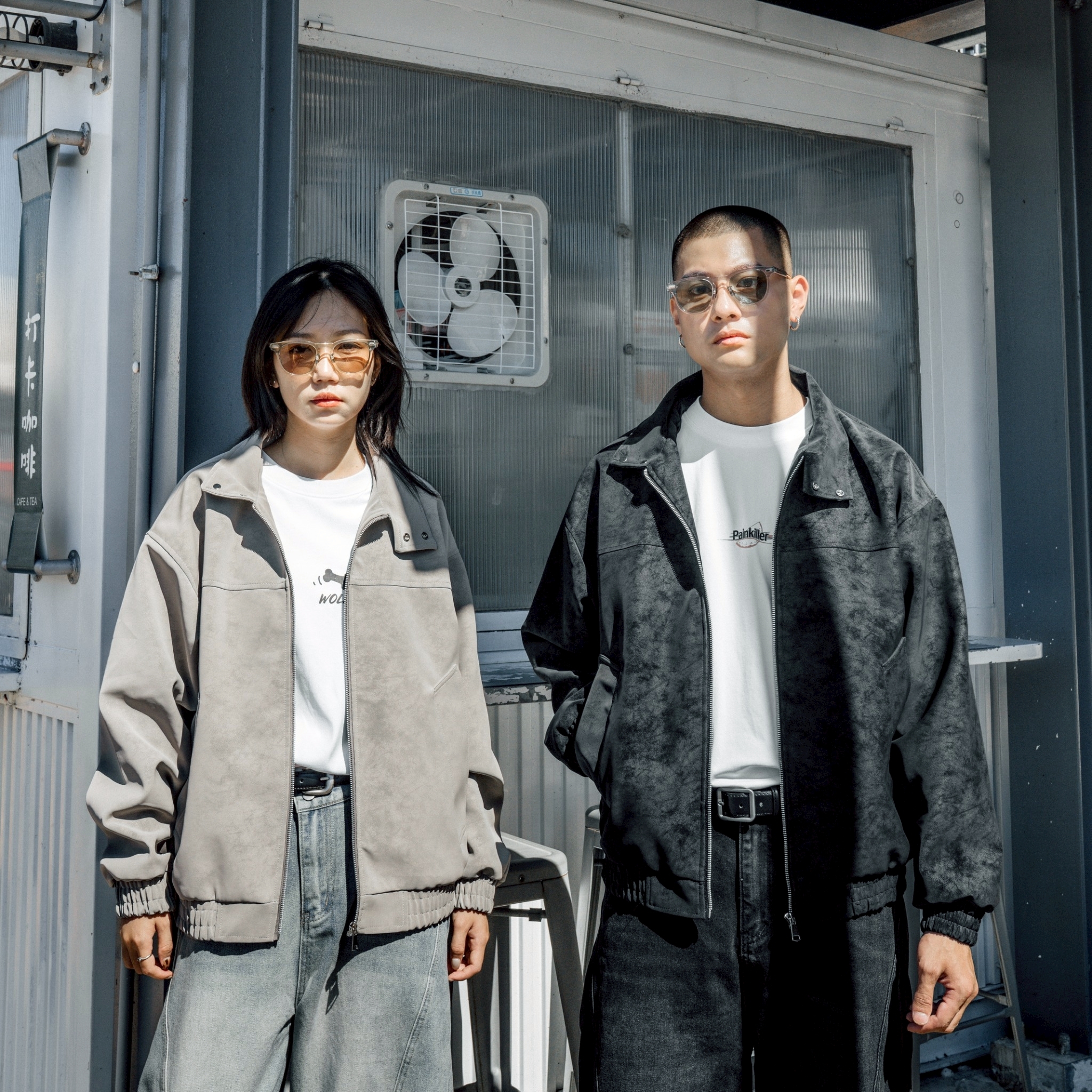 <台灣現貨>渲染滑面皮外套 V0008