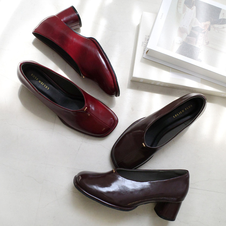 穩中帶感 斜方頭圓跟短靴高跟鞋【SY040】