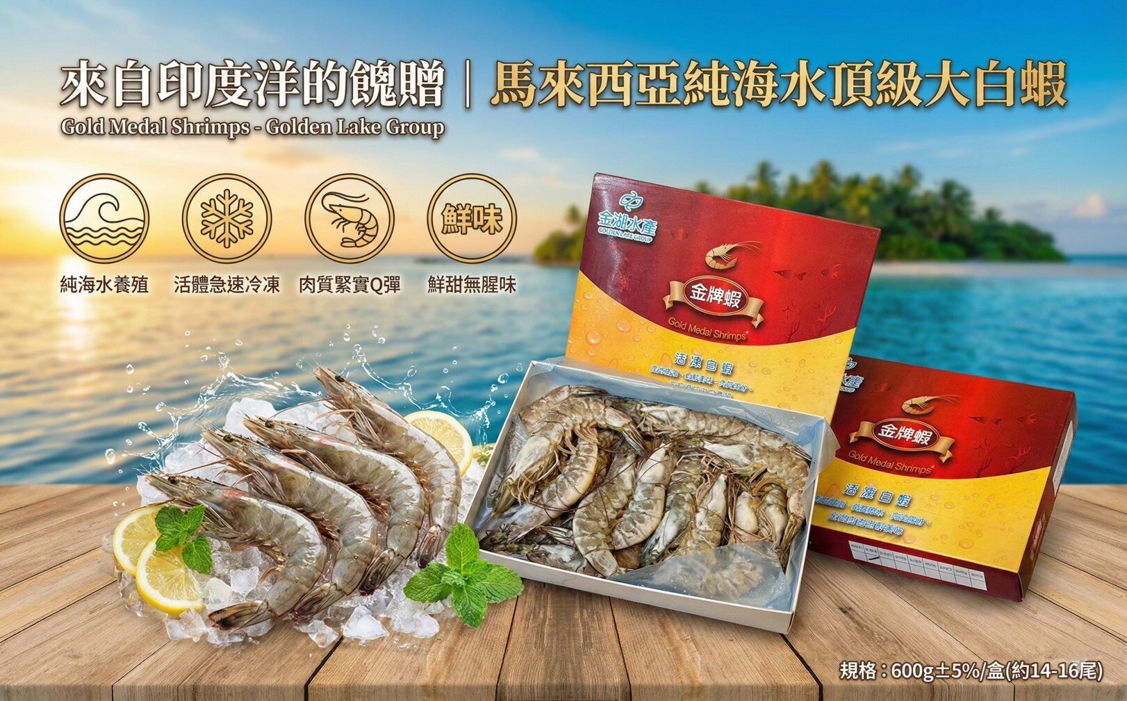 純海水養殖・頂級馬來大白蝦