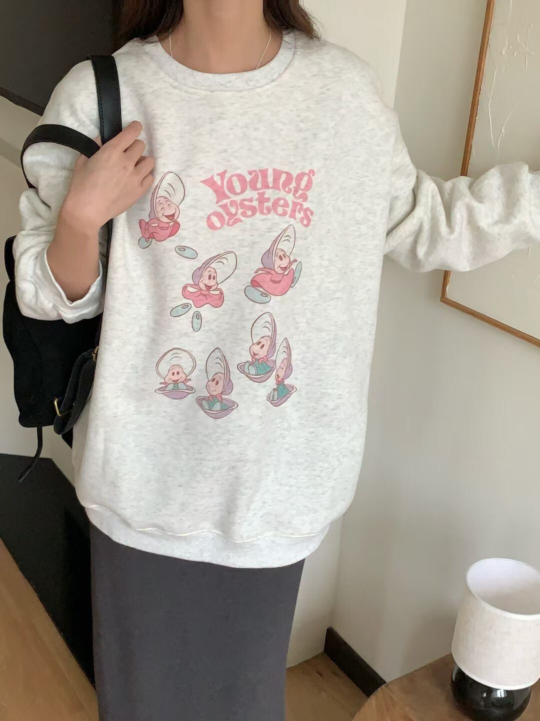 可愛配色牡蠣寶寶圓領衛衣大學TEE / 2色