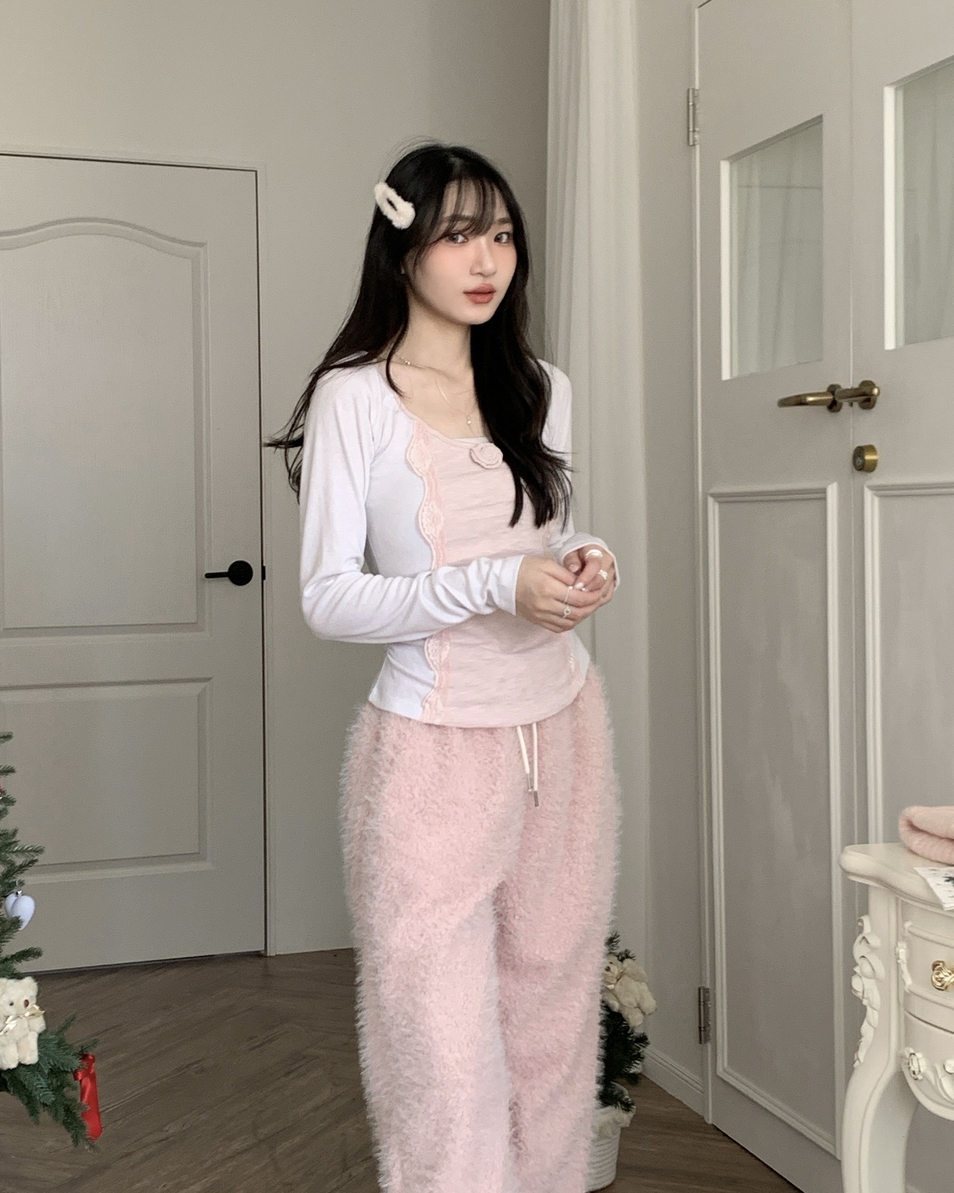 H03  "現貨"莫奈芭蕾玫瑰棉長袖