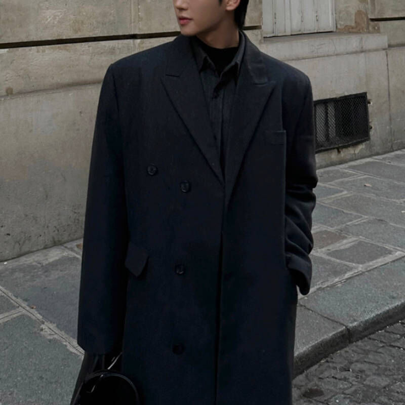 超頂質感斯文敗類, 韓劇男主絨毛加厚西裝大衣