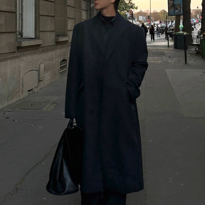 超頂質感斯文敗類, 韓劇男主絨毛加厚西裝大衣