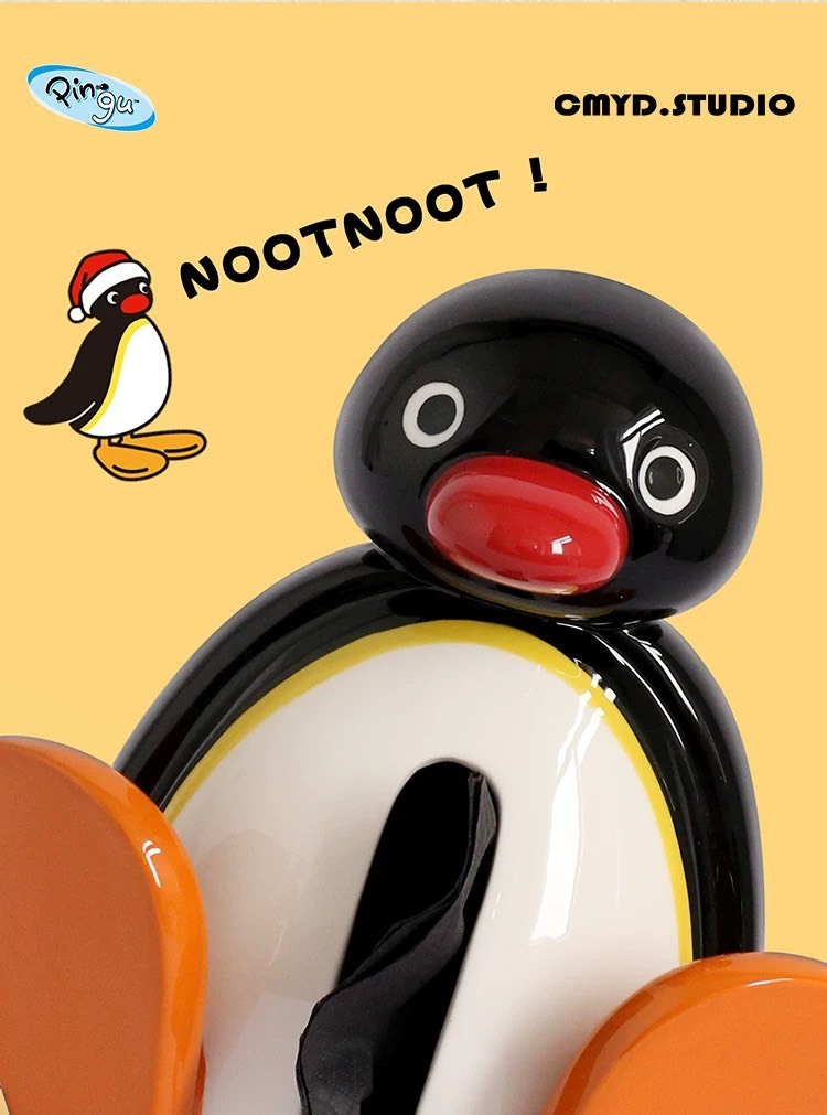 pingu 企鵝家族 陶瓷面紙盒 公仔