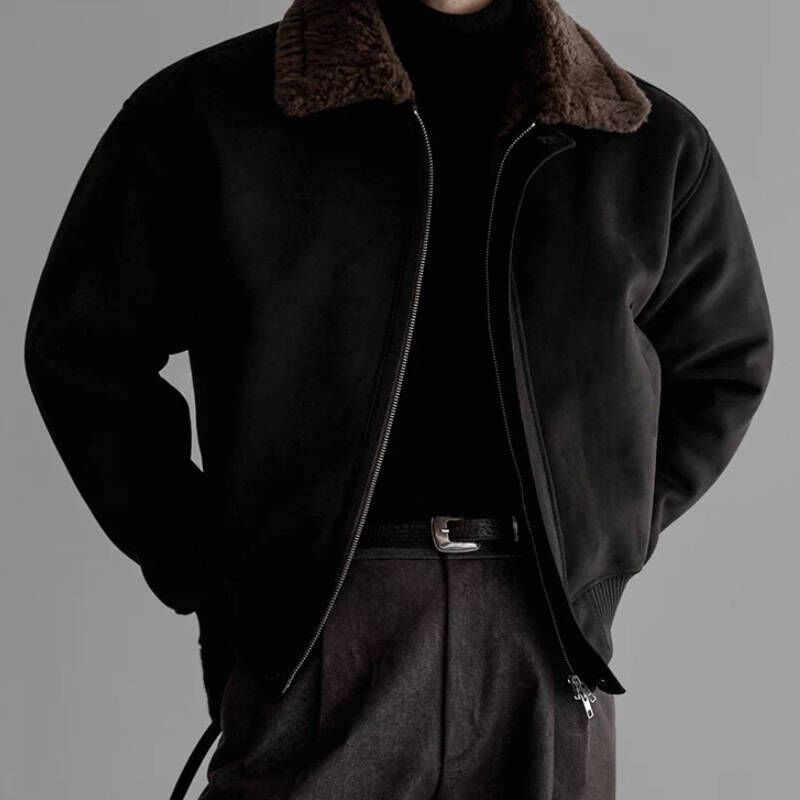 冬天只要這件就夠了，韓系羊羔毛翻領短版加厚棉外套