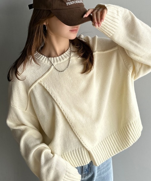 日本🇯🇵連線 Mily Bilet 兩面可穿!!立體線條開衩寬鬆針織衫 針織 寬鬆 休閒 開衩 針織衫 套頭衫 長袖 3色(任買兩件711免運)/預購