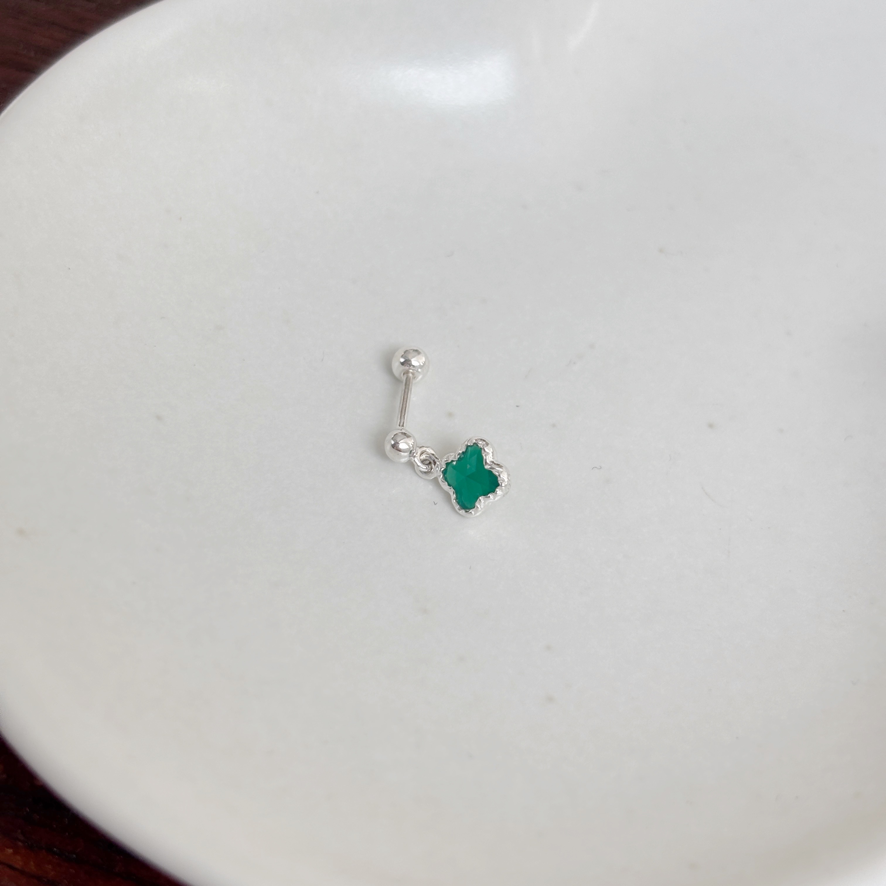 晃晃蛋糕四葉草綠瑪瑙轉珠耳環