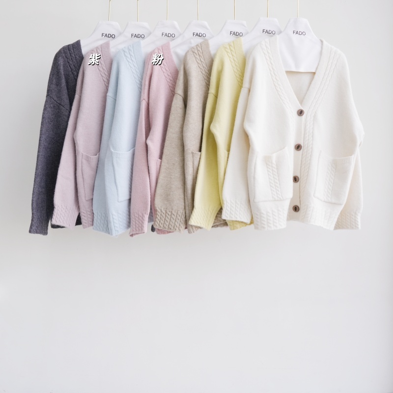 法朵Fado shop｜編織紋排釦厚磅針織外套 812A027七色