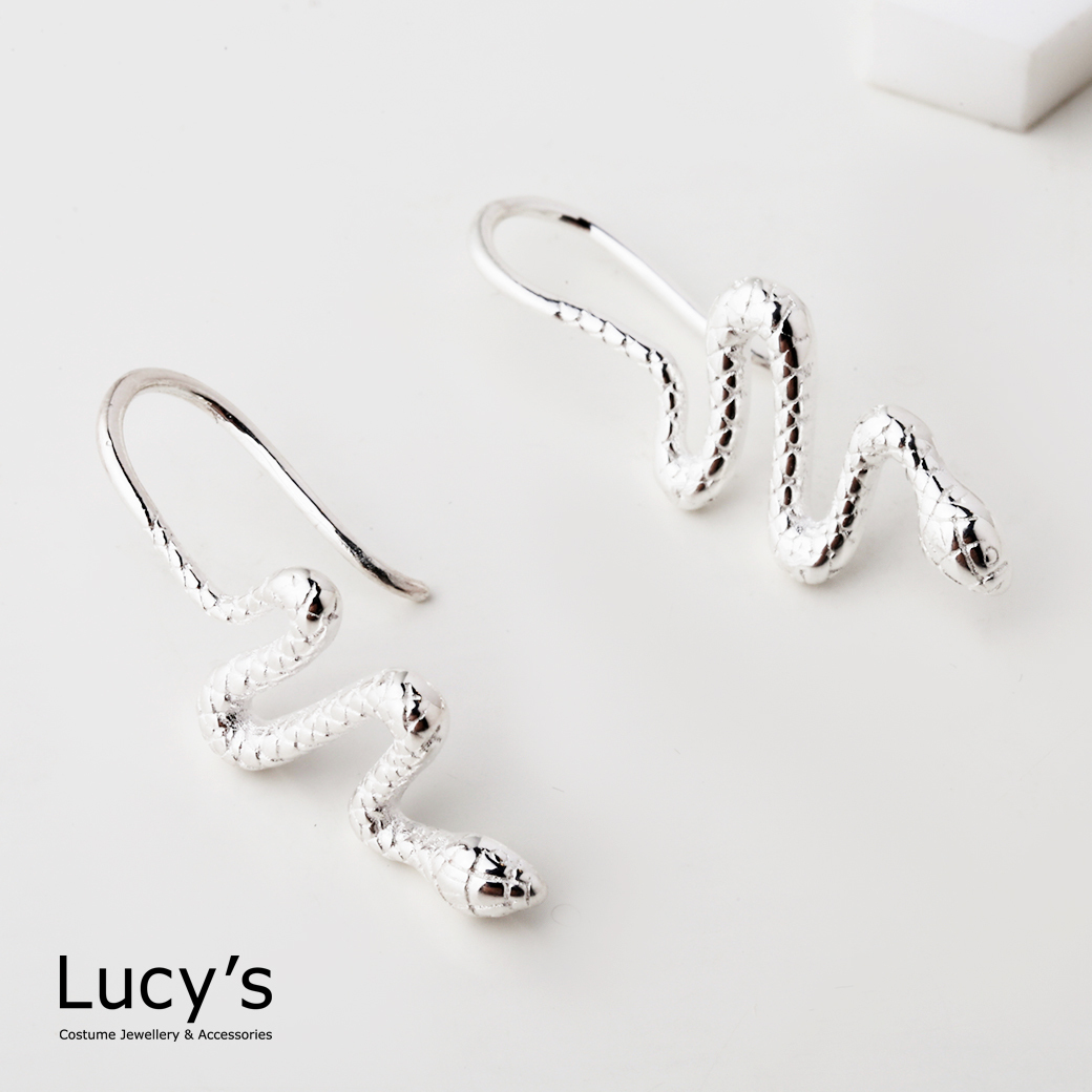 925純銀 蛇韻 耳勾耳環 (123466)