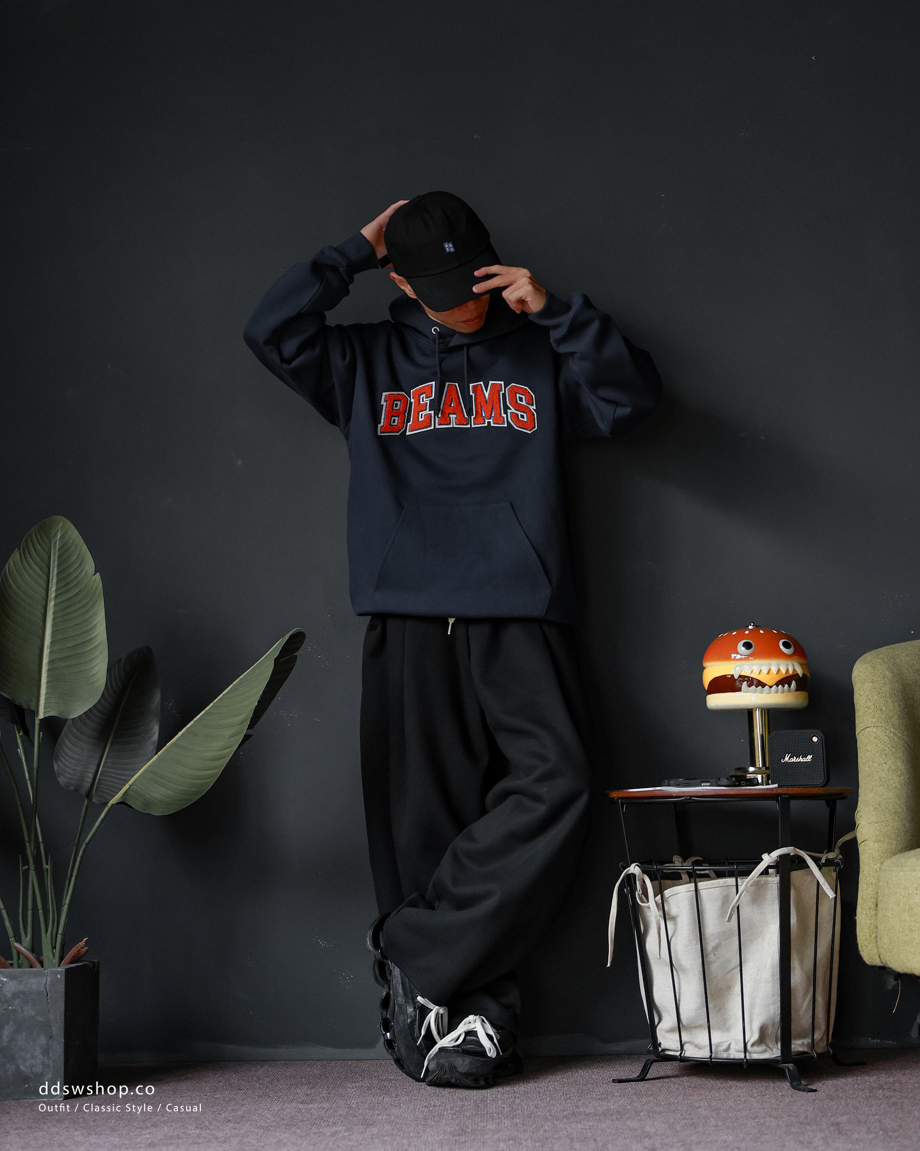 "代購" Beams 帽踢 羊毛氈大Logo 黑色 麻灰色 海軍藍