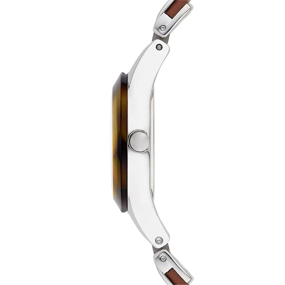 【Armani 亞曼尼】AR7392 女仕 素雅 異材質 皮革 不鏽鋼 女款 石英錶