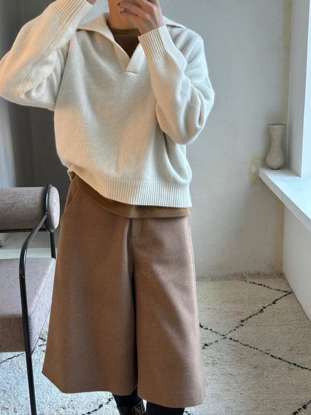 減齡感大領片造型針織上衣毛衣 / 3色