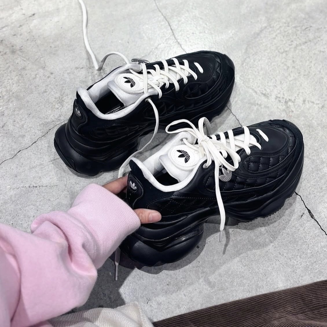 ADIDAS ORIGINALS OZVENUZ 黑奶油 小香風 菱格紋 老爹鞋 增高 女鞋 愛迪達 KJ3972