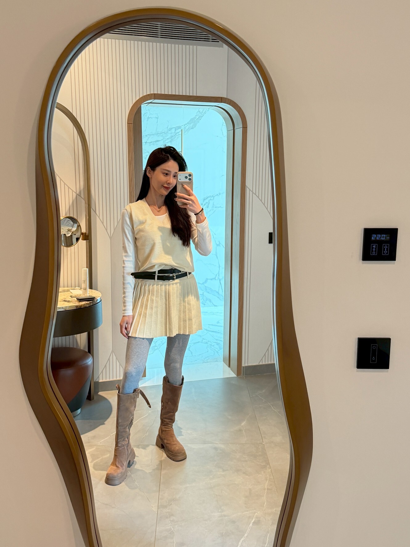 羊毛背心+百褶裙套裝