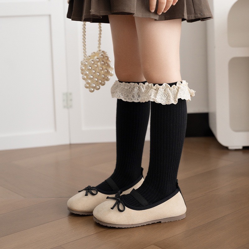 蕾絲公主花邊中筒襪
