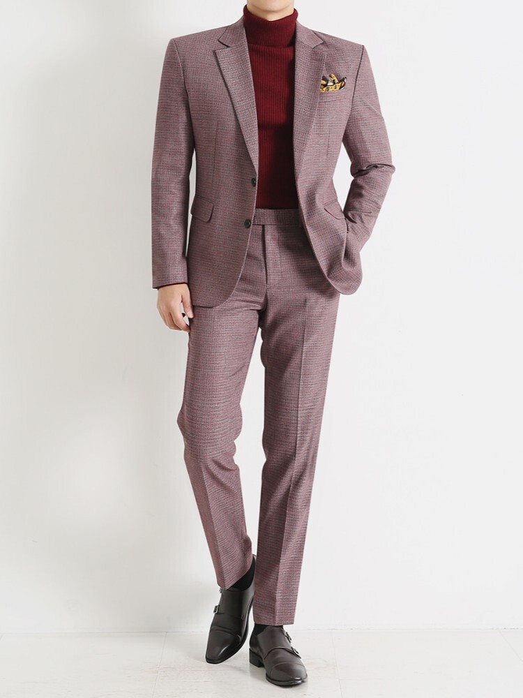 現代圖案雙扣單排扣西裝外套 西裝褲 成套西裝