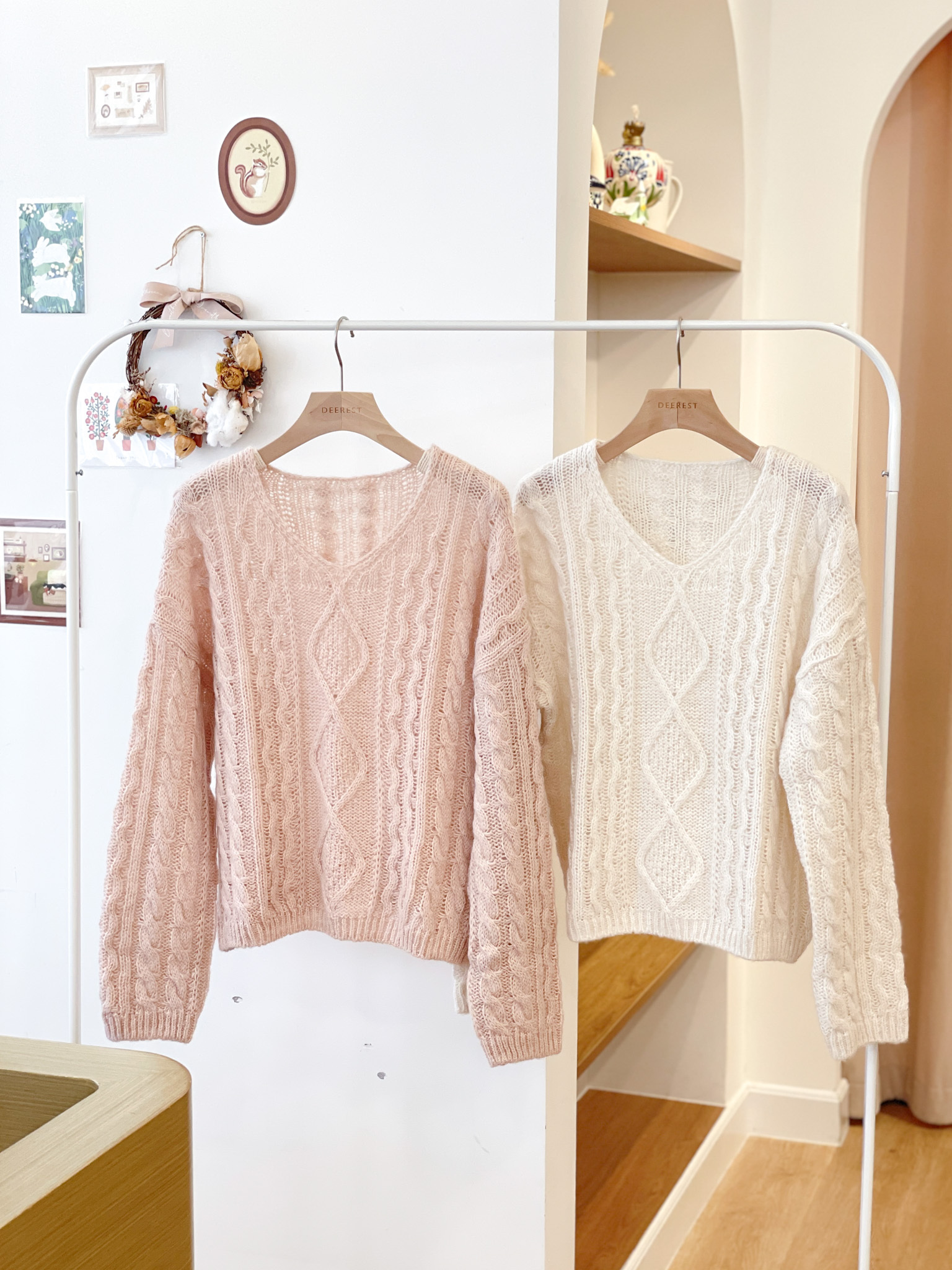 T1448 Glowing Heart Braided Sweater