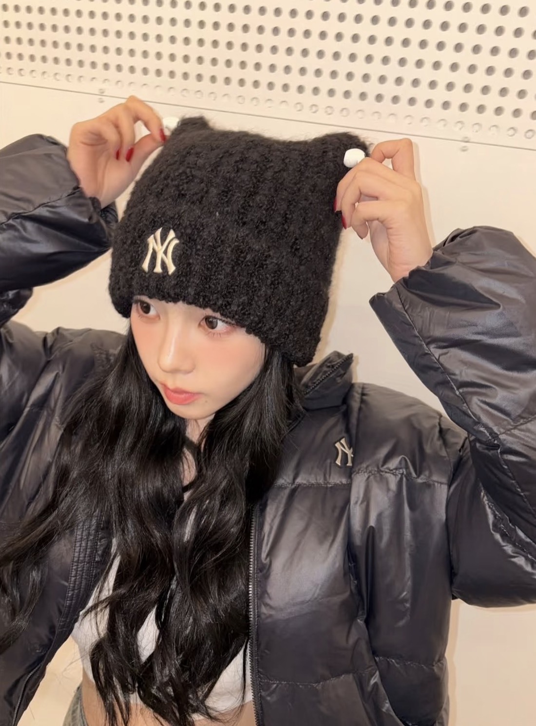 < Karina同款 > MLB 毛毛貓耳帽